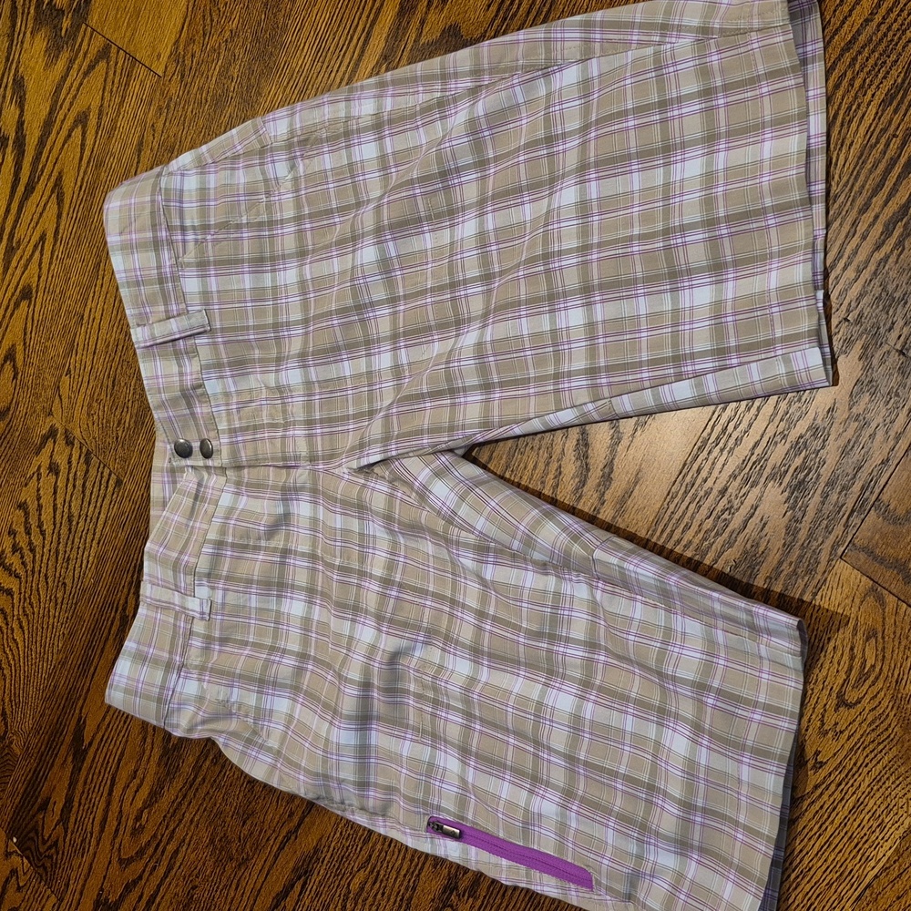 Columbia Tan, White, & Pink Plaid Shorts